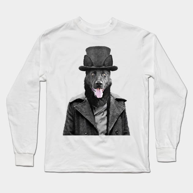 Goth Black Dog Long Sleeve T-Shirt by DarkMaskedCats